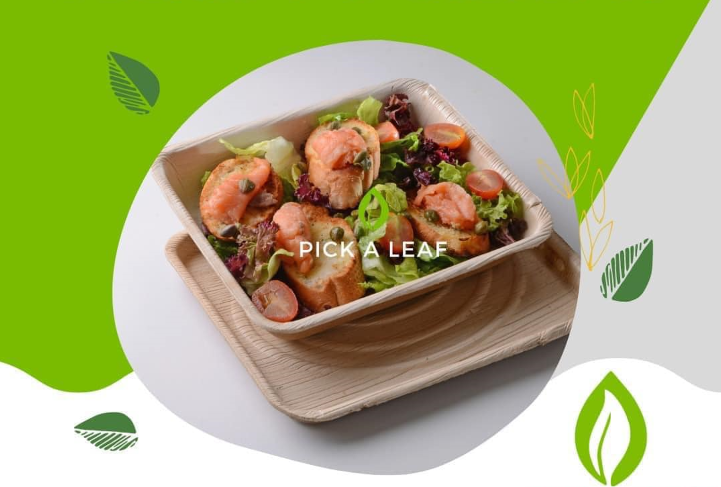 ‘Pick a Leaf’ Palm Leaf Serveware: Sustainable and Eco-Friendly Alternative to Plastic Serveware.